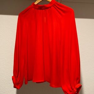 Banana Republic Mock Neck Balloon Sleeve Top